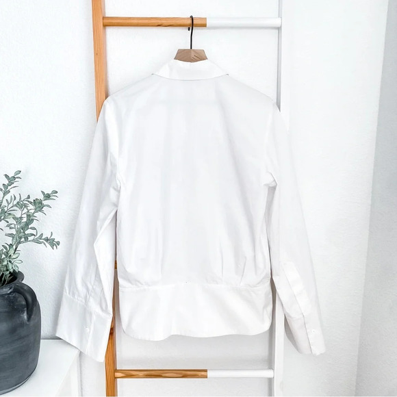 The Attico Delia Cotton Poplin Wrap Front Blouse Top White Faux Button Up - Picture 5 of 16